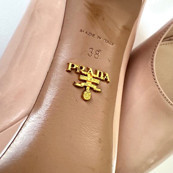 Prada Nude Patent Leather Platform Heels Size 7.5 or Euro 38 - Picture 9 of 10